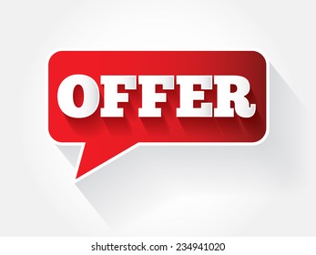 OFFER message bubble, vector background 