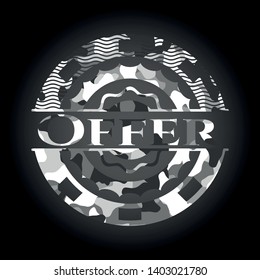 Offer on grey camouflaged texture