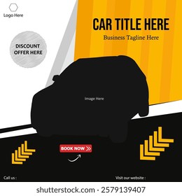 Offer post automobile sale. New automobiles selling advertising online banner. Social media post.