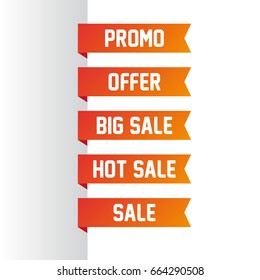 Offer, promo and sale ribbons. Design template.