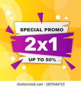 Offer promotion squared banner. -  Vector.