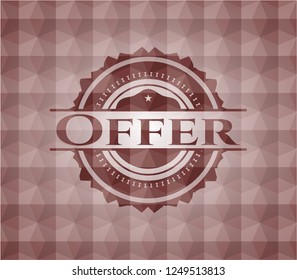 Offer red seamless badge with geometric pattern.