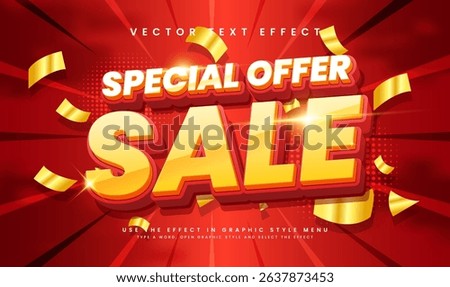 Offer sale 3d editable vector text effect. Modern theme,  suitable for promotion product sale.