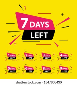 Offer sale business sign with Days left collection set. Vector illustration EPS10