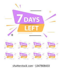 Offer sale business sign with Days left collection set. Vector illustration EPS10