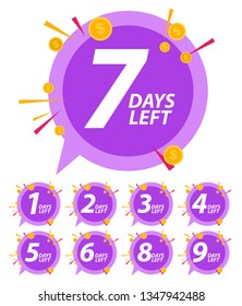 Offer sale business sign with Days left collection set. Vector illustration EPS10
