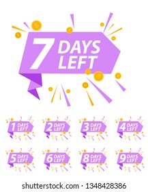 Offer sale business sign with Days left collection set. Vector illustration EPS10