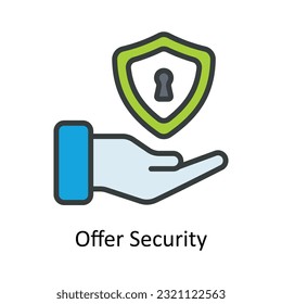 Bieten Sie Sicherheit Vector Fill Umriss Icon Design Illustration. Cybersicherheitssymbol auf weißem Hintergrund EPS10-Datei
