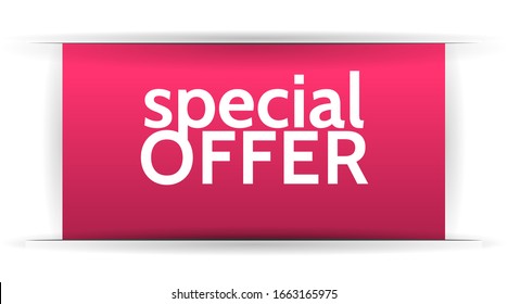 Offer special red icon. Button banner cover. User interface element. Vector isolated symbol illustration