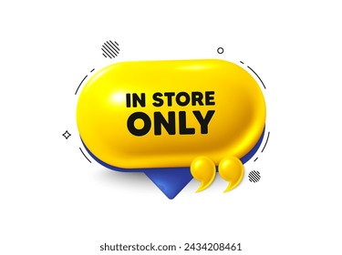 Offer speech bubble 3d icon. In store sale tag. Special offer price sign. Advertising discounts symbol. Store sale chat offer. Speech bubble quotation banner. Text box balloon. Vector
