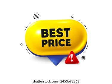 Offer speech bubble 3d icon. Best Price tag. Special offer Sale sign. Advertising Discounts symbol. Best price chat offer. Speech bubble danger alert banner. Text box balloon. Vector