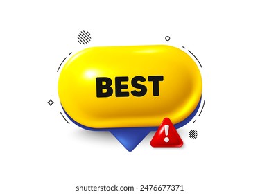 Offer speech bubble 3d icon. Best promotion tag. Special offer Sale sign. Advertising Discounts symbol. Best chat offer. Speech bubble danger alert banner. Text box balloon. Vector
