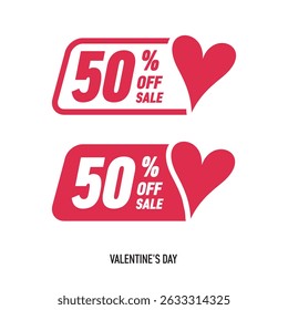 
Offer stamp. Special discount. Valentine's Day. Pink tag.