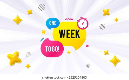 Offer sunburst ray banner. One week offer bubble banner. Discount sticker shape. Special offer icon. One week chat message. Speech bubble discount with stripes. Burst text balloon. Vector