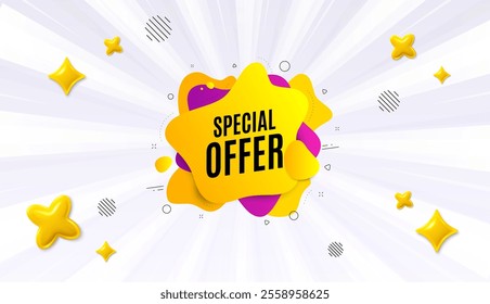 Offer sunburst ray banner. Special offer liquid shape. Discount sticker banner. Sale coupon icon. Special offer chat message. Speech bubble discount with stripes. Burst text balloon. Vector