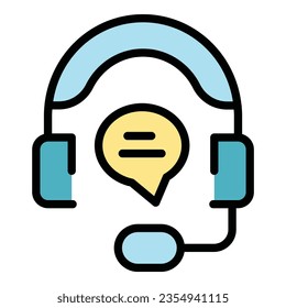 Offer support icon outline vector. Online custom. Store support color flat