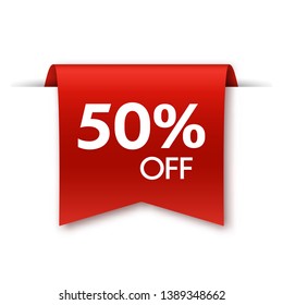 Angebotsmarke einzeln auf Weiß. 50 % Rabatt-Label. Vektorgrafik