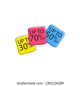 Offer tag set. Vector discount stickers. Collection stickers, price tags. Sale, free, new