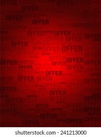 Offer text on red gradient background in vector
