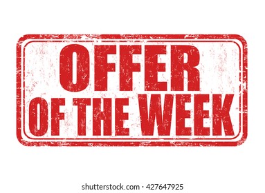 Offer of the week grunge rubber stamp on white, vector illustration