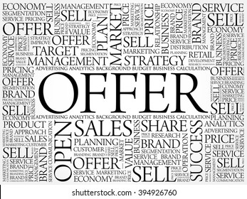 Offer word cloud, business concept background