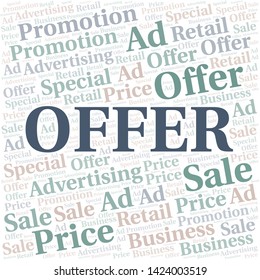 Offer word cloud. Wordcloud made with text only.
