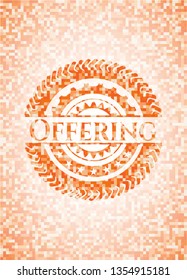 Offering abstract orange mosaic emblem