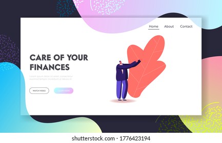 Offering or Begging Landing Page Template. Male Character Stand with Outstretched Hand, Person Ask for Something or Offer. Young Man Gesturing, Need Help, Finance Support. Cartoon Vector Illustration