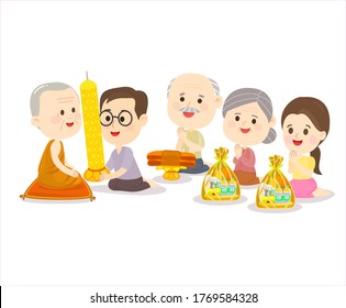 Offering Buddhist With Lent Candles Vector