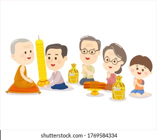 Offering Buddhist with Lent Candles Vector