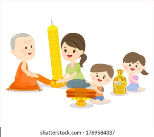 Offering Buddhist with Lent Candles Vector