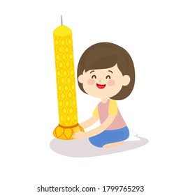 Offering Buddhist with Lent Candles Vector   	