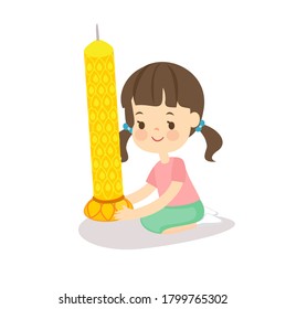 Offering Buddhist with Lent Candles Vector   	