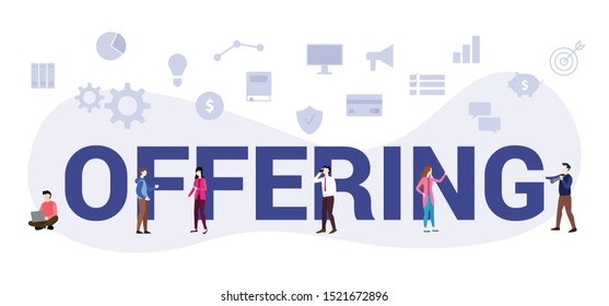 offering business concept with big word or text and team people with modern flat style - vector