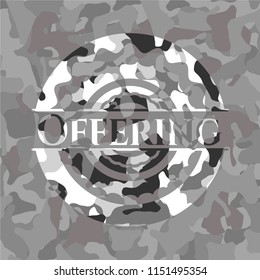 Offering grey camouflage emblem