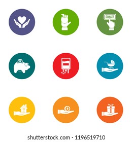 Offering icons set. Flat set of 9 offering vector icons for web isolated on white background