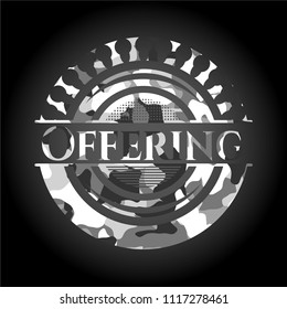 Offering on grey camo pattern