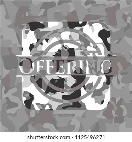 Offering on grey camo pattern