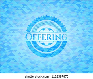 Offering realistic light blue mosaic emblem