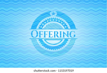 Offering water wave concept badge background.