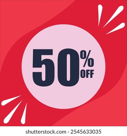 Offer's card red Promotional 50% off