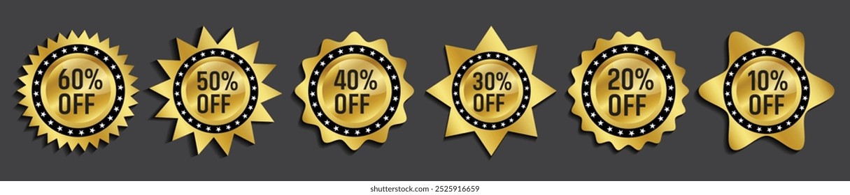 Offers Gold Badge design concept for business purpose.
