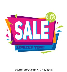 offers money save holiday graphic sale banner template limited time 80% off sign price isolated on white background modern graphic style vector illustration offers money save holiday graphic vacation