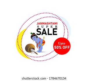 OFFER/SALE BANNER, GREETING FOR INDIAN FESTIVAL JANAMASHTAMI, VECTOR ILLUSTRATION, FESTIVE BACKGROUND CONCEPT