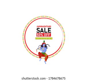 OFFER/SALE BANNER, GREETING FOR INDIAN FESTIVAL JANAMASHTAMI, VECTOR ILLUSTRATION, FESTIVE BACKGROUND CONCEPT