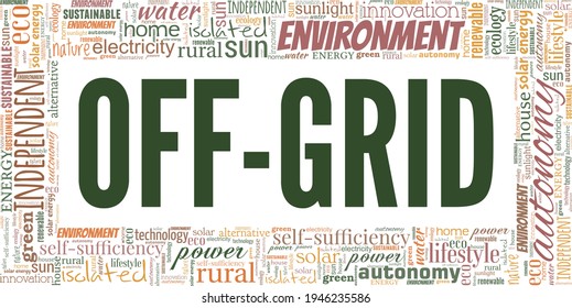 Off-grid vector illustration word cloud isolated on a white background.