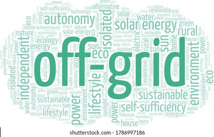Off-grid word cloud isolated on a white background