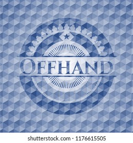 Offhand blue polygonal emblem.