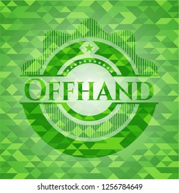 Offhand green emblem with mosaic background