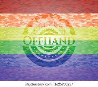 Offhand lgbt colors emblem. Vector Illustration. Mosaic.